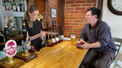 STEPHEN HUNTLEY/BBC Inside the Angel Inn in Wangford