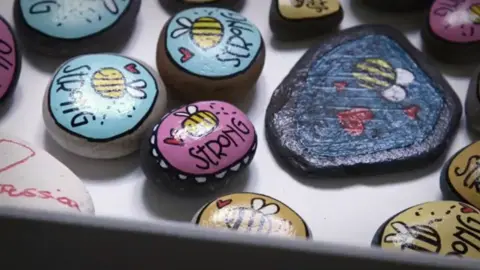 University of Manchester/Belle Vue Productions Pebbles with Manchester bee on them