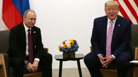 Getty Images Russia President Vladimir Putin and his US counterpart Donald Trump met at the G20 Osaka Summit in June.