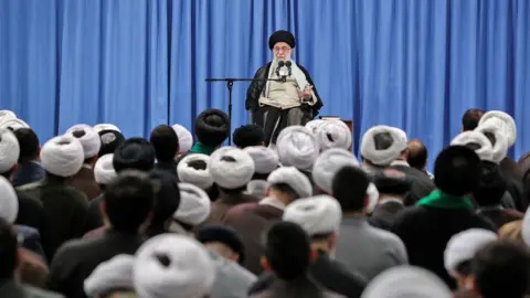 AFP Ayatollah Ali Khamenei speaks at a meeting in Tehran on 17 September 2019