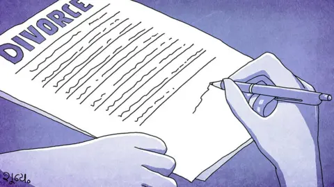 BBC Illustration of Divorce papers