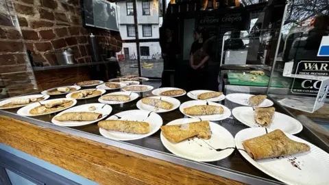 BBC Filled pancakes from failed world record attempt