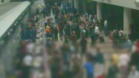 The departure hall of the airport was packed at the time of the attack