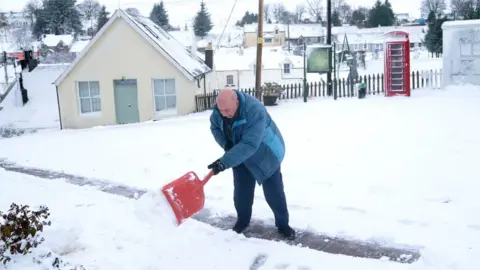 PA Media snow in Leadhills, South Lanarkshire