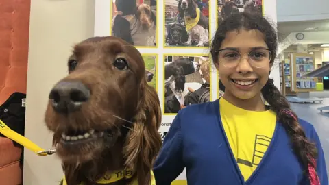 BBC Zahara and an Irish setter dog