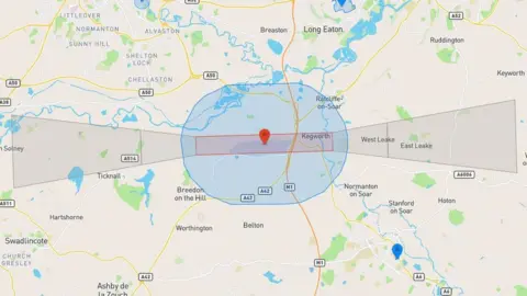 DJI DJI geo zone around East Midlands Airport