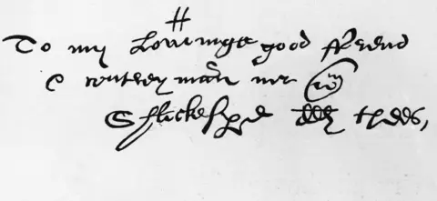 Hulton Archive An elaborate and antiquated script addressed to William Shakespeare in 1598 by his friend Richard Quiney. It is so different from modern script that some readers may not be able to figure out its meaning