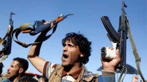 Reuters Houthi rebels in Sanaa (file photo)