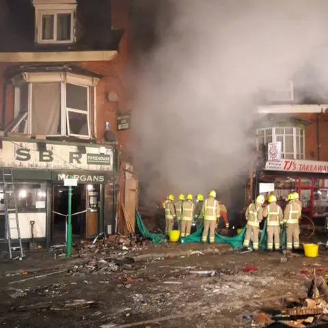 Matthew Cane / Leicestershire Fire and Rescue aftermath of the explosion in Leicester