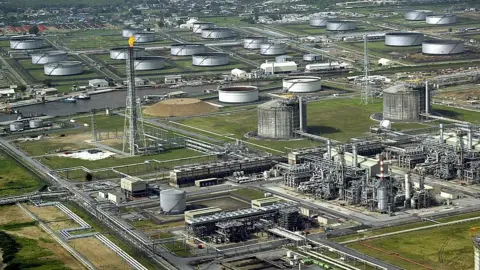 Getty Images View of Shell's oil and gas terminal on Bonny Island in southern Nigeria's Niger Delta taken 18 May 2005.