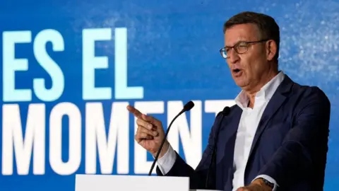 Alejandro Garcia/EPA-EFE/REX/Shutterstock Spanish People's Party leader and candidate for Prime Minister, Alberto Nunez Feijoo takes part in the kick-off event for the general election campaign,