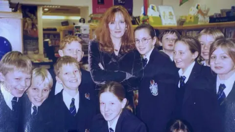 Janette Tuckwell J K Rowling meeting students