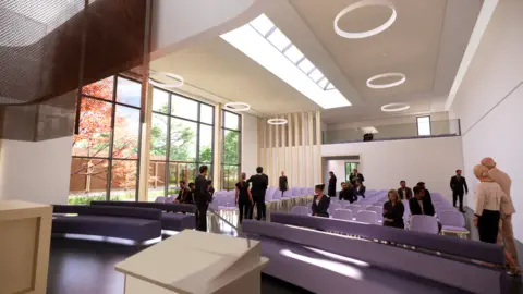 BCC An artist's impression of a ceremony room in the new crematorium at Roselawn