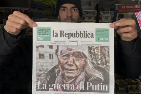 Getty Images Front page of La Repubblica on 25 February