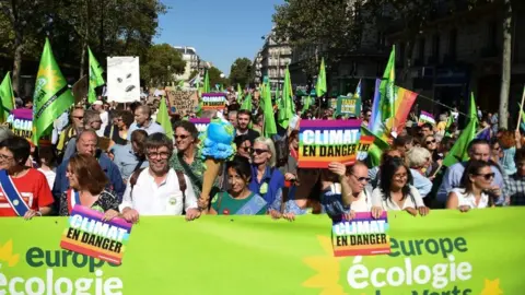 Getty Images The front of the climate change march