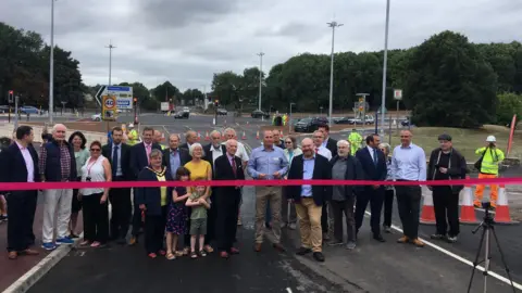 LDRS Councillor Mike Rigby And Councillor Bill Revans From Somerset County Council Prepare To Reopen The Creech Castle Junction In Taunton.