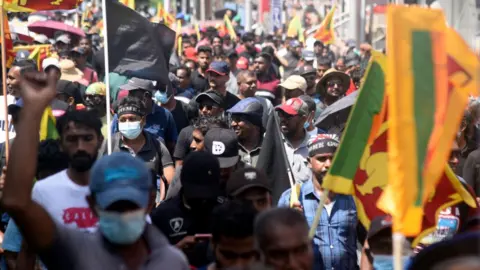 Getty Images People marching in Colombo