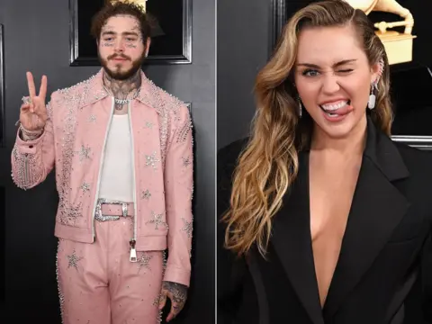 Getty Images Post Malone and Miley Cyrus