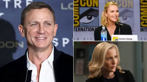 Reuters, Getty, BBC Daniel Craig, Charlize Theron, Gillian Anderson