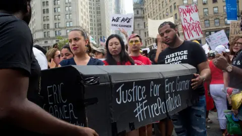 Getty Images Protests were held last month to mark the fifth anniversary of Garner's death