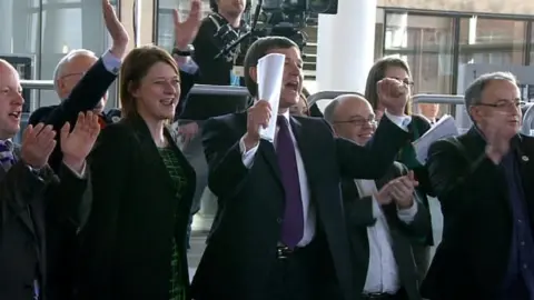 Yes campaigners celebrate winning the 2011 referendum