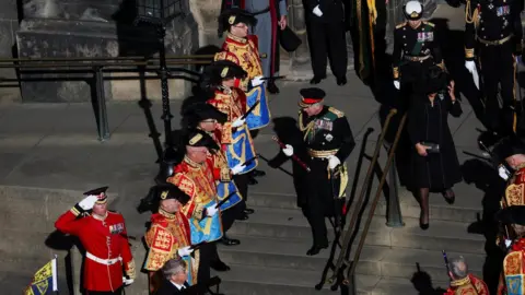 PA Media King Charles III leaves St Giles' Cathedral, Edinburgh, following a Service of Prayer and Reflection for her life. Picture date: Monday September 12, 2022