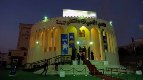 Reuters Cinema is seen with red carpet and Captain Underpants banners hanging