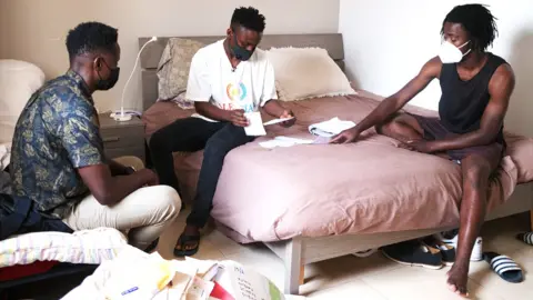 BBC/Joanna Demarco Abdul, Lamin and Abdalla open messages of support
