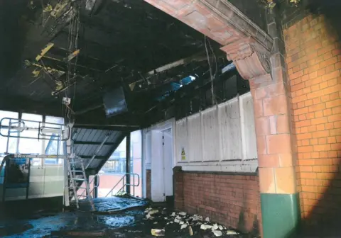 British Transport Police Photo showing damage inside Nottingham station