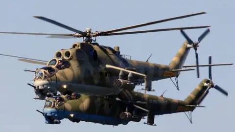 Getty Images File photo of Mil Mi-24 Hind helicopter gunships