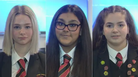 Schoolgirls Caitlin, Xena and Amy