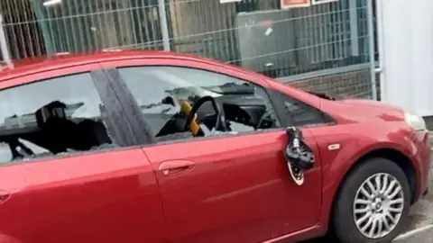 Vandalised car in Winchester