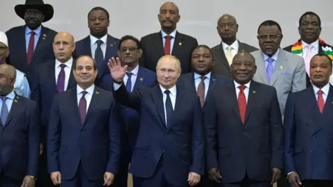 Getty Images Vladimir Putin among African heads of state