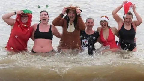 St Elizabeth Hospice Swimmers in the sea at Felixstowe