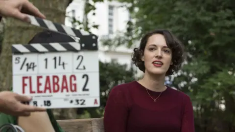 BBC/Two Brothers/Luke Varley Phoebe Waller-Bridge on the Fleabag set