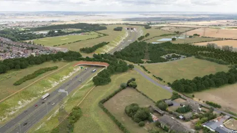 Artist impression of how the Lower Thames Crossing could look