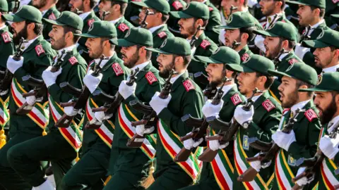 AFP Members of Iran's Islamic Revolution Guards Corps (IRGC) at a parade on 22 September 2018