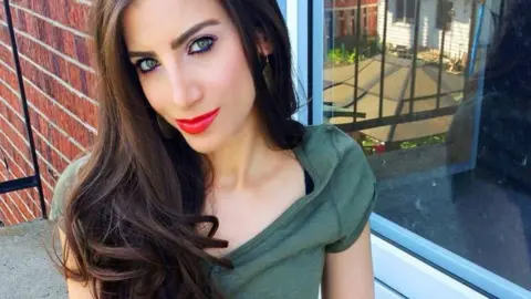 Twitter/@sahouraxo In several pictures posted by Sarah Abdallah, items in the background - such as house in this picture - are common to North America, rather than Lebanon