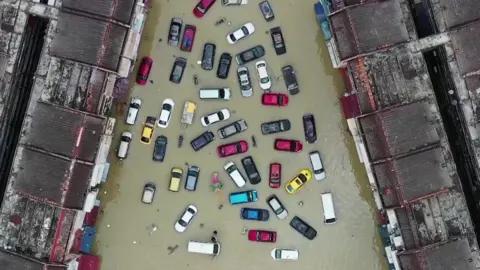 Cars flooded in Malaysia