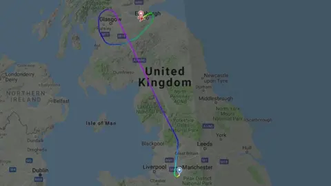 flightradar24.com Flightmap of the diverted flight