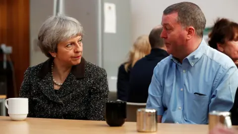 Reuters Theresa May meets textile workers in Ayr, Scotland