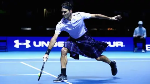 Getty Images Roger Federer wearing kilt