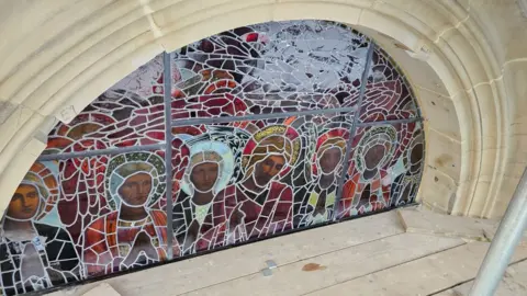 Birmingham Cathedral Newly conserved window before grills installed