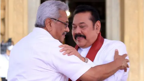 Getty Images Gotabaya Rajapaksa (L) with Mahinda Rajapaksa in Colombo, Sri Lanka on August 9, 2020.