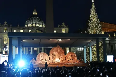 AFP The scene was inaugurated earlier this month along with a giant Christmas tree