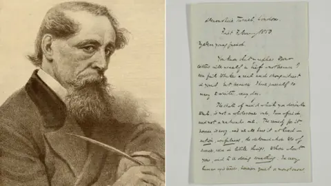 Getty/Charles Dickens Museum Charles Dickens and a letter to a fan