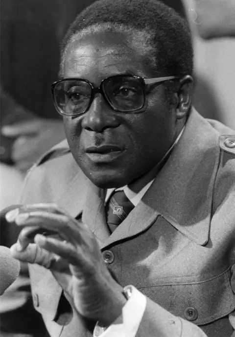 Getty Images Robert Mugabe in London during talks on Rhodesia in September 1979