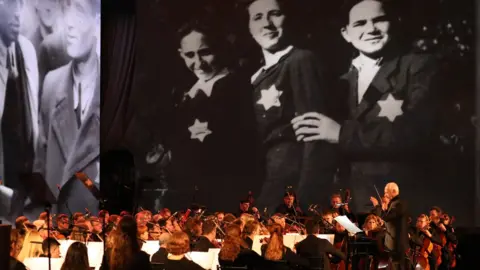 EPA Orchestra plays music at the Fifth World Holocaust Forum in Jerusalem (23 January 2020)