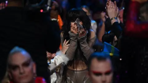 Getty Images Loreen reacts after winning the Eurovision Song contest