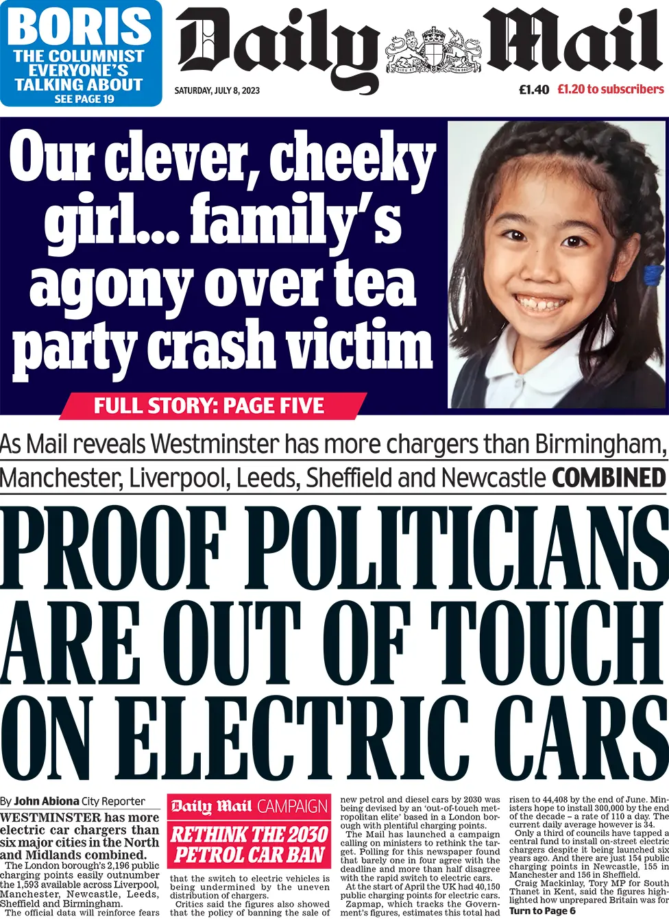 Daily Mail front page